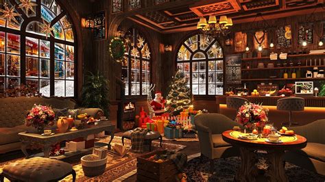 425 19K views 11 months ago Enjoy this cozy winter Christmas coffee shop ambience with original gentle Jazz music playing, while the snow falls outside through the glass window. . Christmas coffee shop ambience